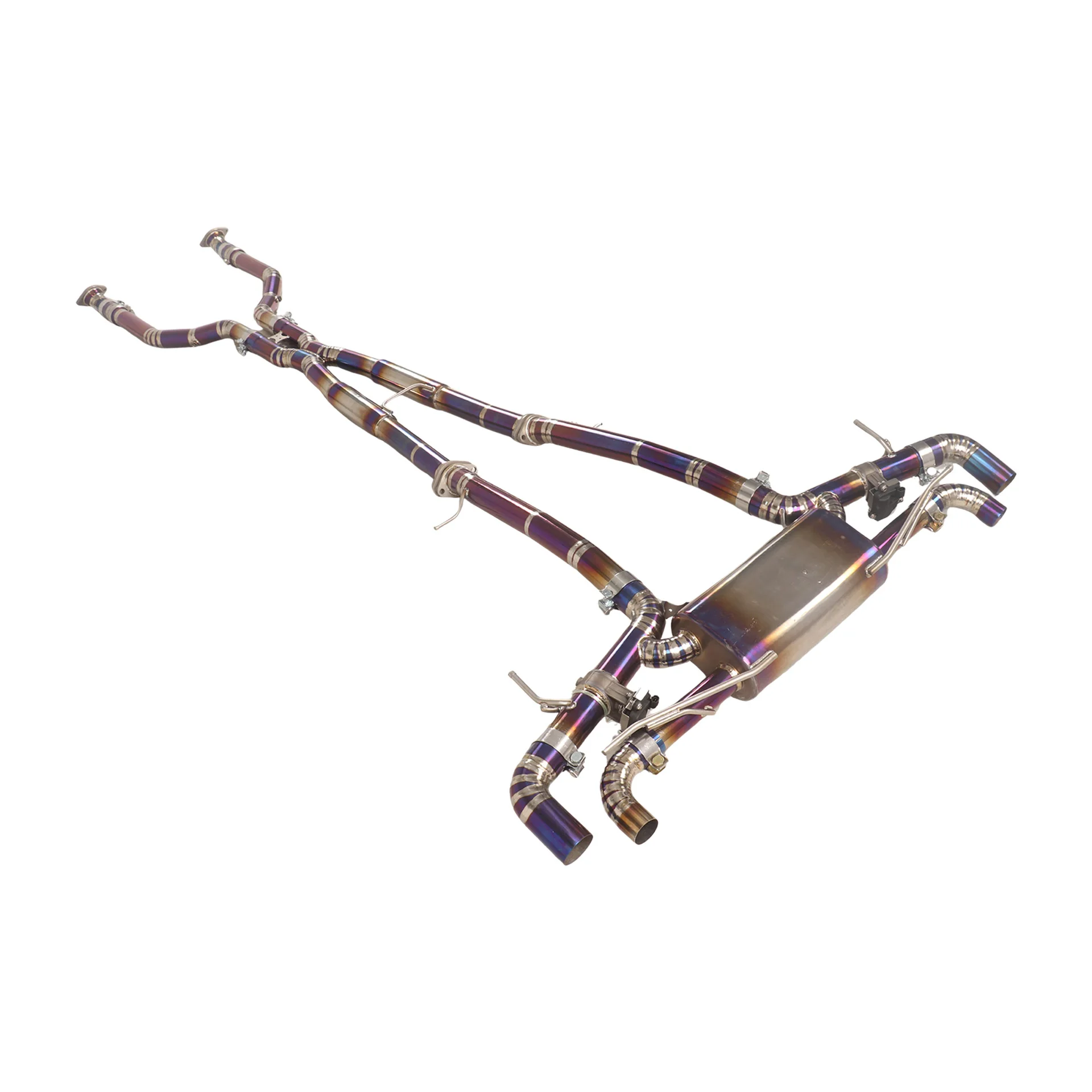 Titanium Alloy Exhaust System Mid-Tail Section Dual-Side Quad-Exit Valves Mirror Polished Finish 1.5mm Thickness for Lexus