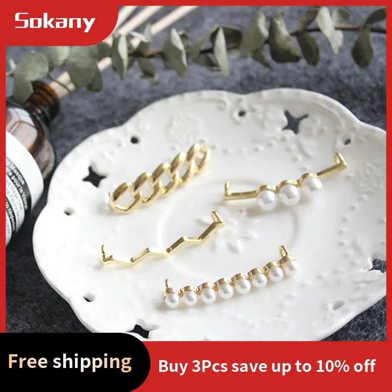 

A59E-8Pcs Shoelaces Decorations DIY Decorative Shoe Clips Metal Shoelaces Clips For Sneakers Faux Pearl Shoes Accessory