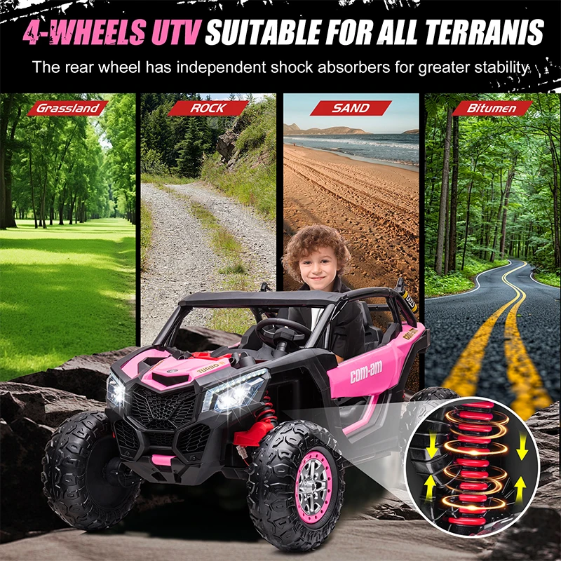 24V Kids Ride On Toy Car 7A Electric Vehicle UTV Car Toys for Ages 3-8 Kids Gifts with Parents Remote Control Speed Adjustable