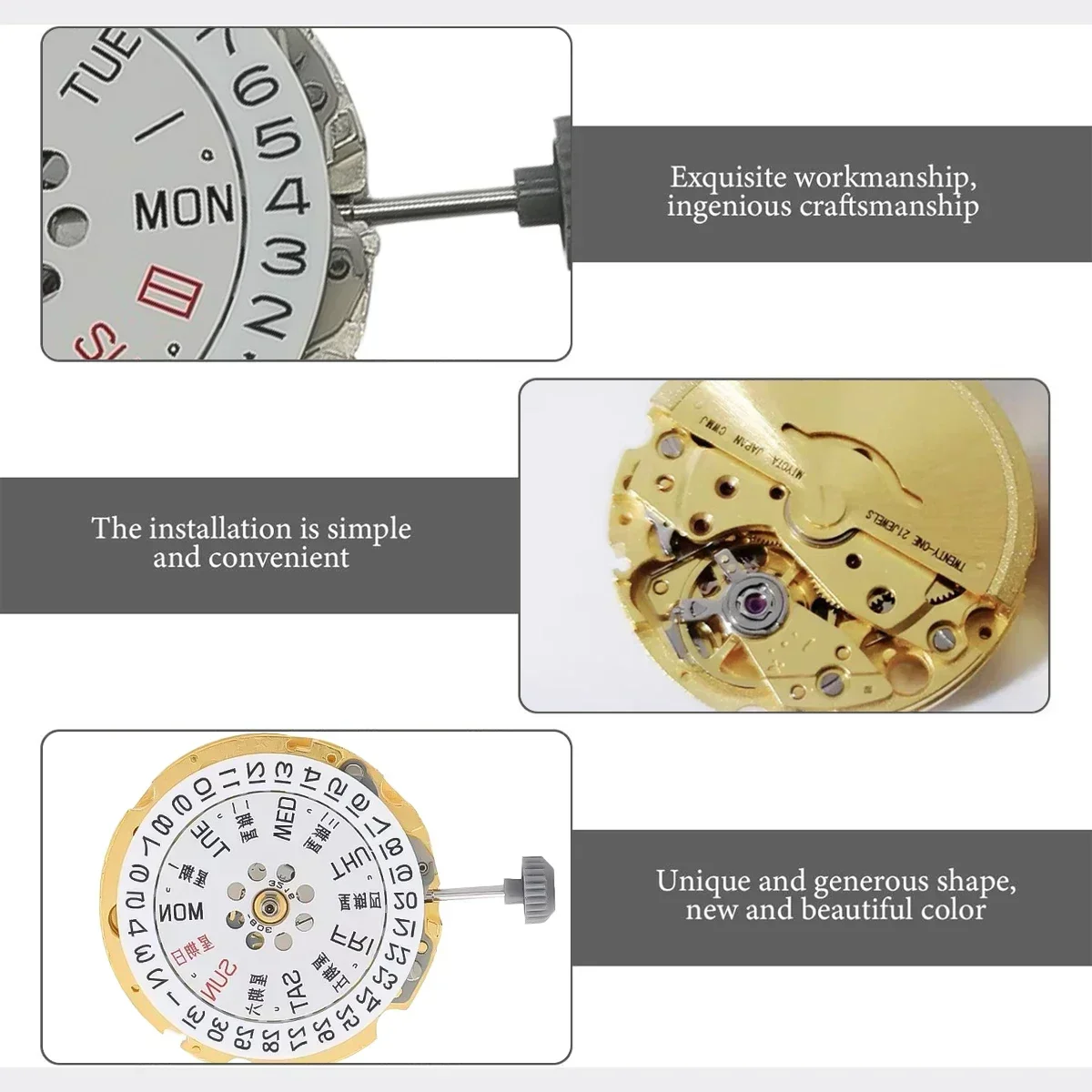 Miyota 8215 Mechanical nh34 nh35 21 Jewels การเคลื่อนไหวอัตโนมัติ GMT วันที่คู่การตั้งค่าปฏิทิน Precision นาฬิกาอุปกรณ์เสริม