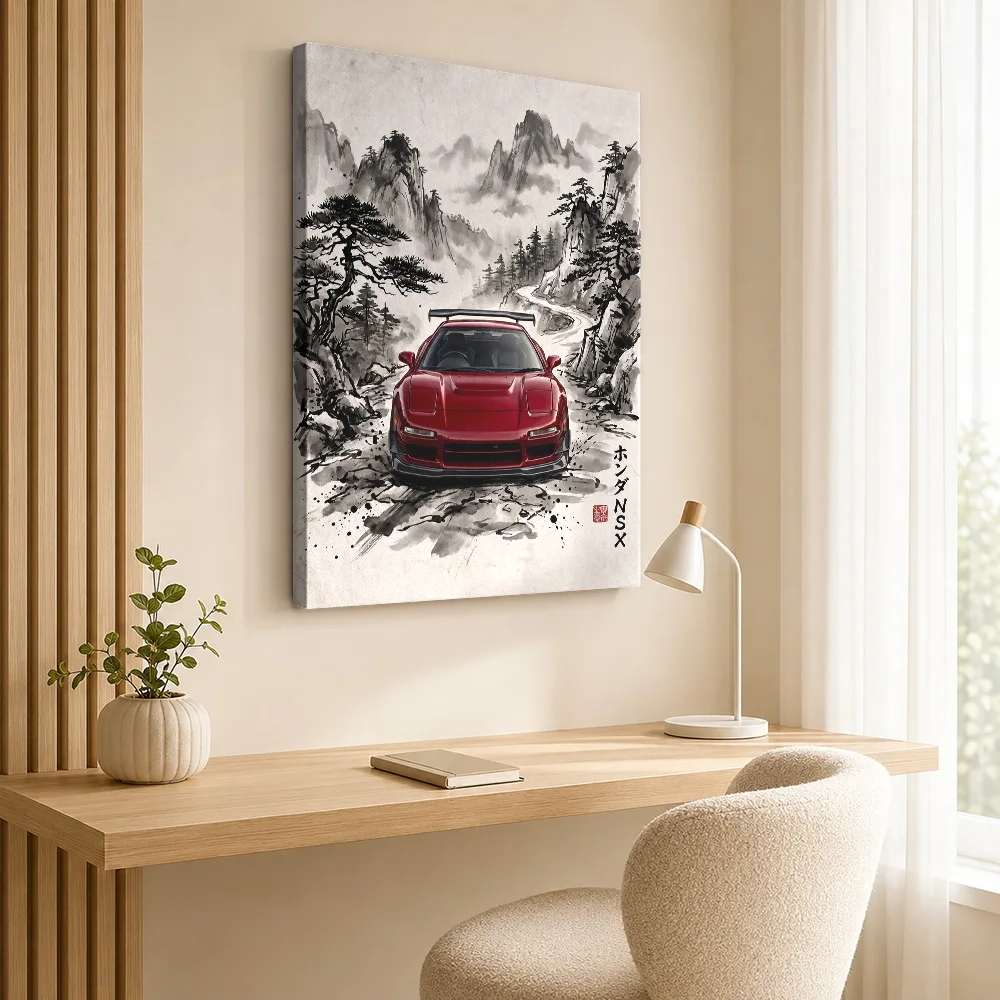 Japanese NSX Ink Wash Mountain Canvas Poster Personalized Photo Traditional Sumi E Aesthetic Bedroom Wall Paintings Decoration
