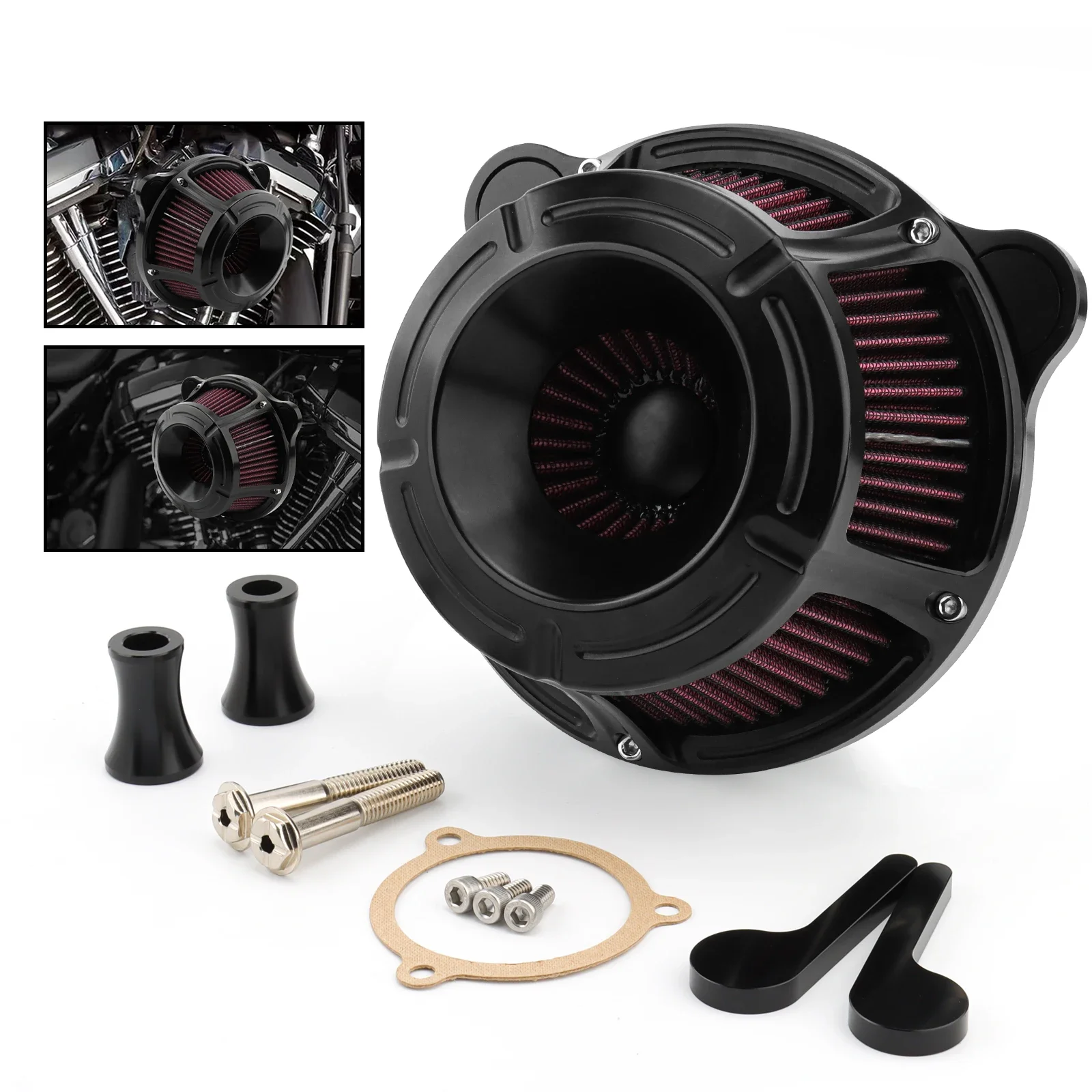 Air Cleaner Intake Filter Kit For Harley Touring Road King Electra Glide Road Glide Street Trike Glide CVO 08-2016 Softail Dyna