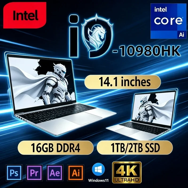 2026 Premium 14.1 Inch Ultra Slim Notebook Intel I9‑10980HK 16GB 32GB 2TB SSD Win11 Pro 1080P Gaming & Study Laptop