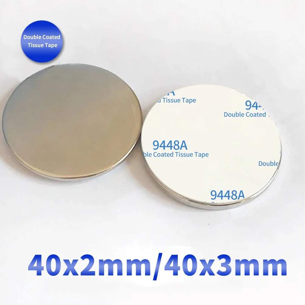 40x2mm 40x3mm N35 Powerful magnet Comes with 3M strong double-sided tape NdFeB Round strong magnet 40*2mm 40*3mm