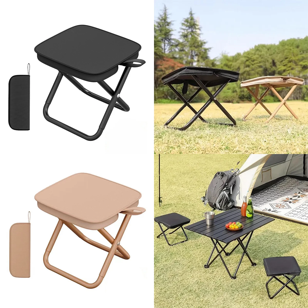 

Portable Folding Stool, Camping Stool, Outdoor Collapsible Slacker Chairs with Zippered Carrying Bag, Folding Samll Chair