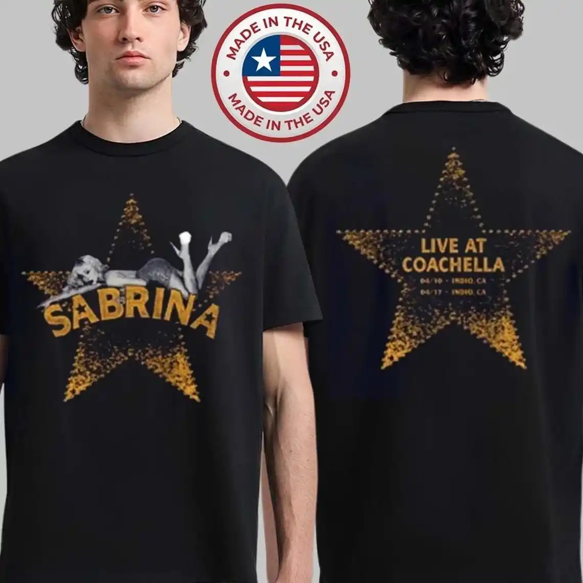 Camiseta Dorada de Sabrina Carpenter Coachella 2026, Mercancía del Concierto en Indio, California, Nueva Camiseta de Verano para Hombre y Mujer, de Algodón, Talla Grande, Estilo Y2K