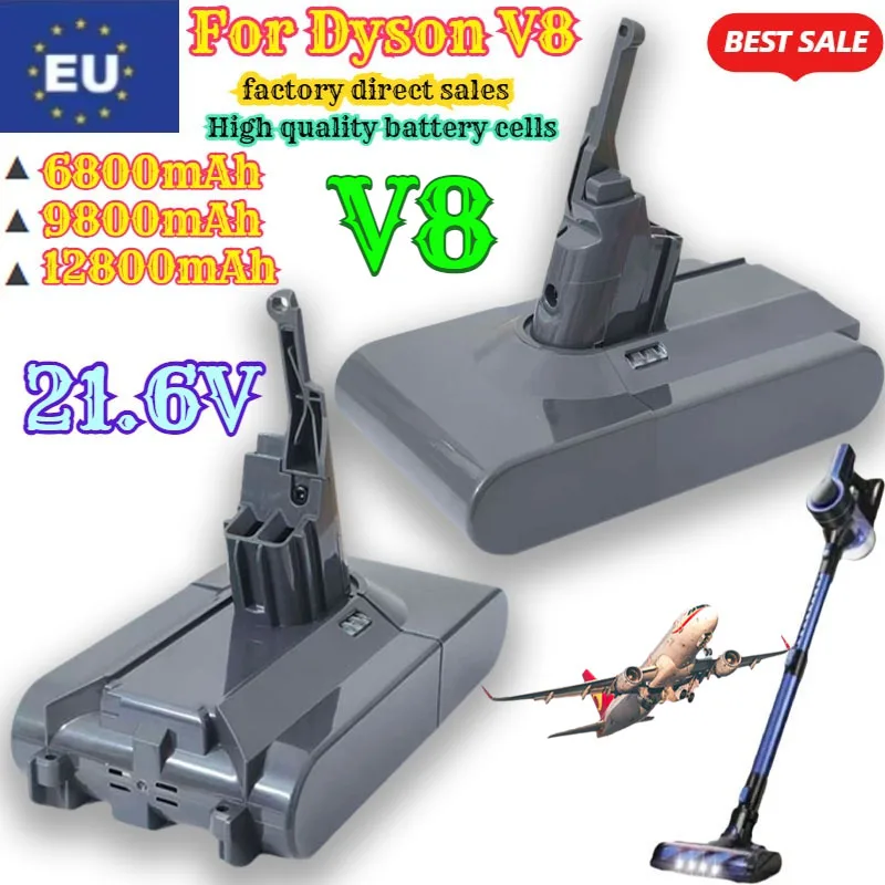 for Dyson V8 21.6V 12800mAh Replacement Battery for Dyson Absolute Cord-Free Vacuum Handheld Vacuum Cleaner V8 Fluffy Battery