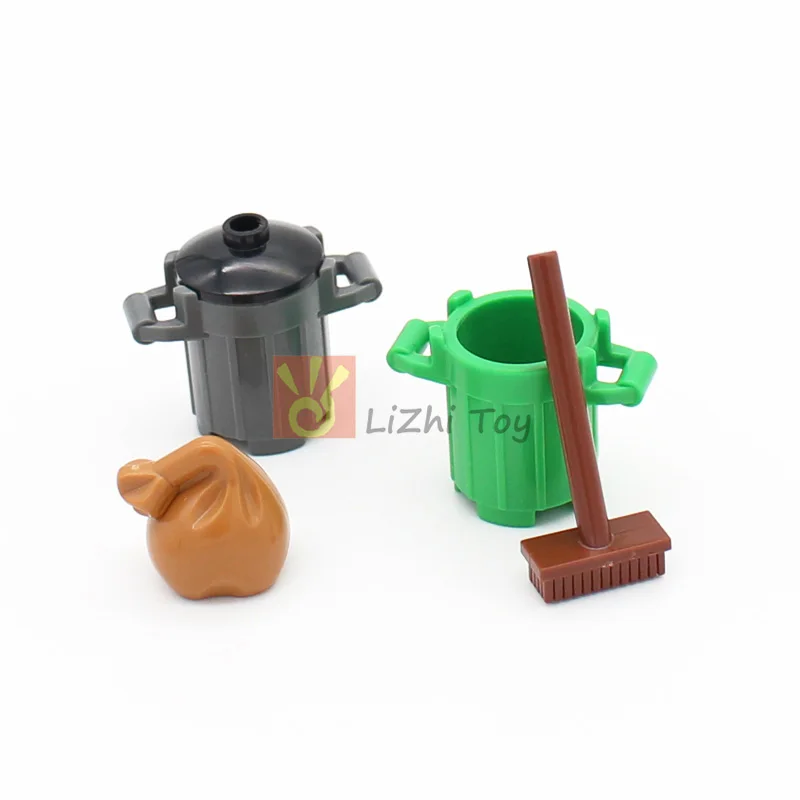 10pcs/lot MOC Bricks DIY Container Trash Can with 4 Cover Holders Compatible 92926 Building Blocks Figure Assembled Toy Kids