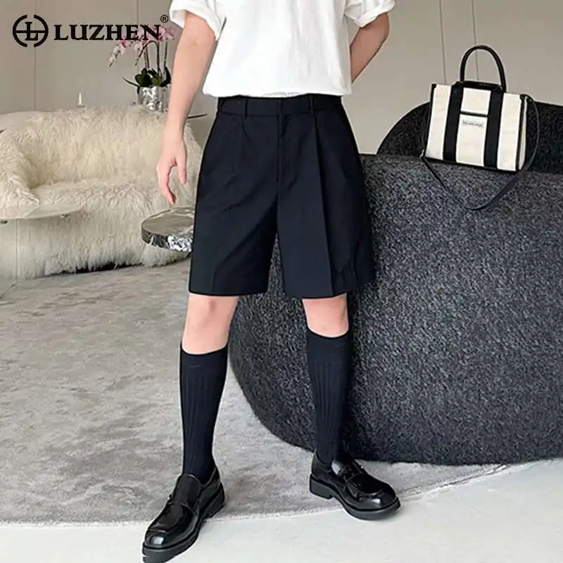 

Летние Новые однотонные элегантные пятиконечные брюки LUZHEN, оригинальные стильные мужские уличные шорты в Корейском стиле LZ2856