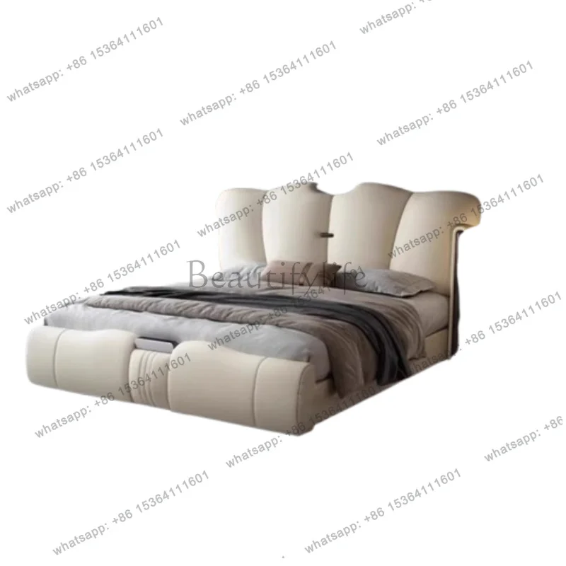Leather Heavy Simple Double Bed Frame White Cheap Luxury Mattress Double Bed Storage Modern Cama