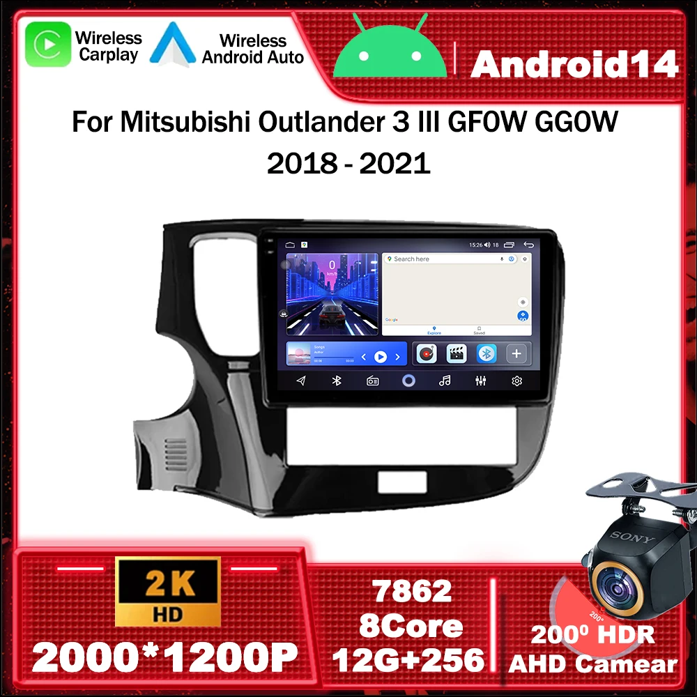 

Android 14 Car Radio Multimedia Video Player Navigation GPS For Mitsubishi Outlander 3 III GF0W GG0W 2018 - 2021 4G DSP Carplay