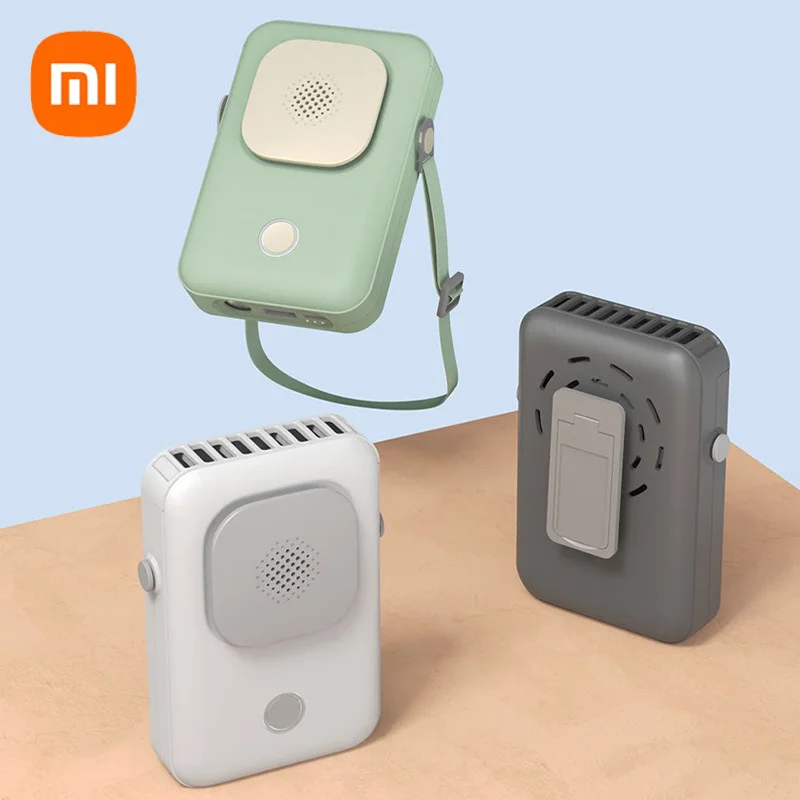 Xiaomi Hanging Neck Fans Mini Portable Folding USB Small Fan Mute Power Bank Portable Handheld Desktop Multi Function Charge Fan