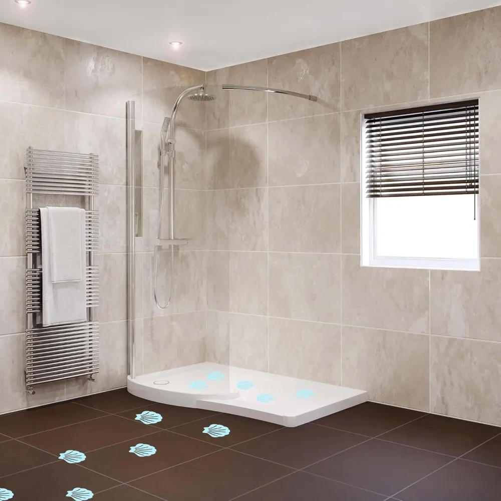 

Non-Slip Bathtub Stickers Shower Floor Adhesive Safety Treads Blue Shape 12Pcs