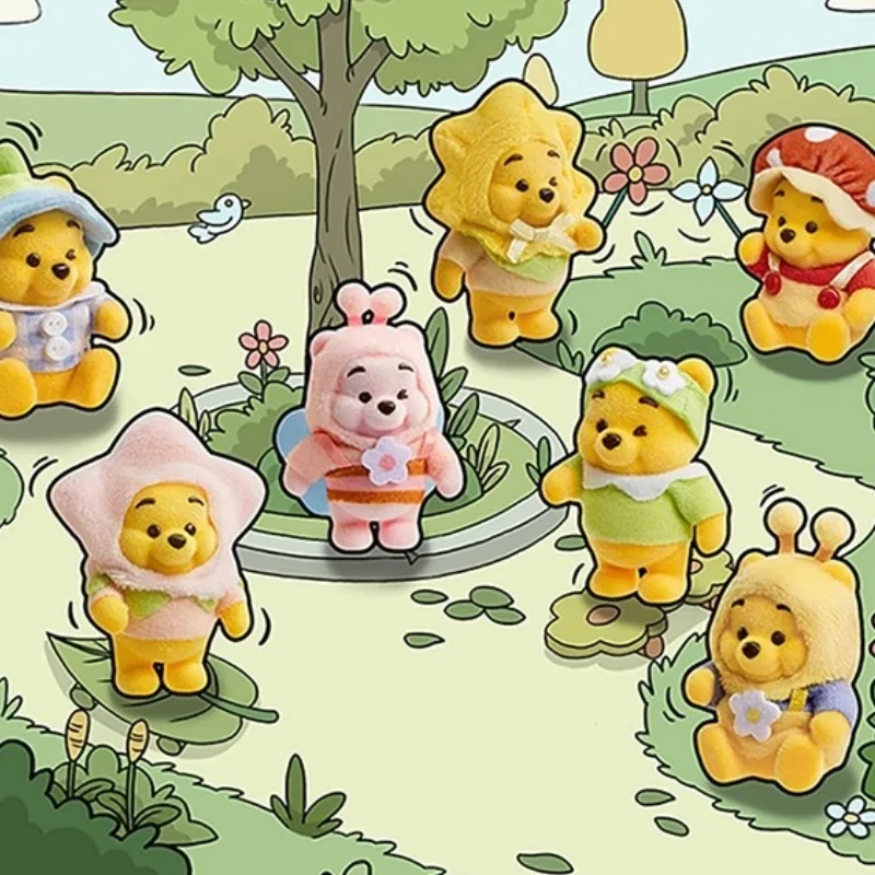 

Genuine Disney Winnie The Pooh Touching Garden Series Blind Box Flocking Anime Figurine Collection Dolls Mysterious Box Glue