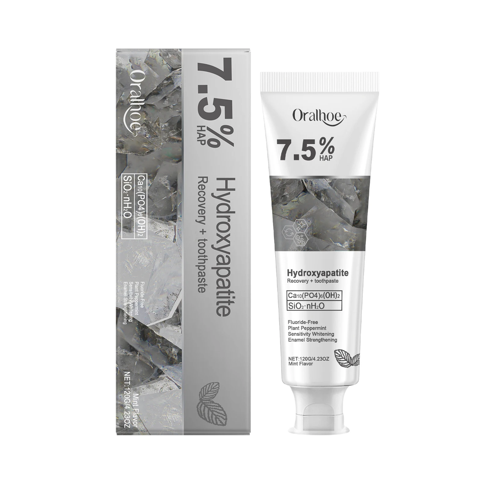 7.5% Whitening Toothpaste Hydroxyapatite for Sensitive Teeth Mint Flavor Anticavity Surface Stain Cleaning Brightening Oral Care