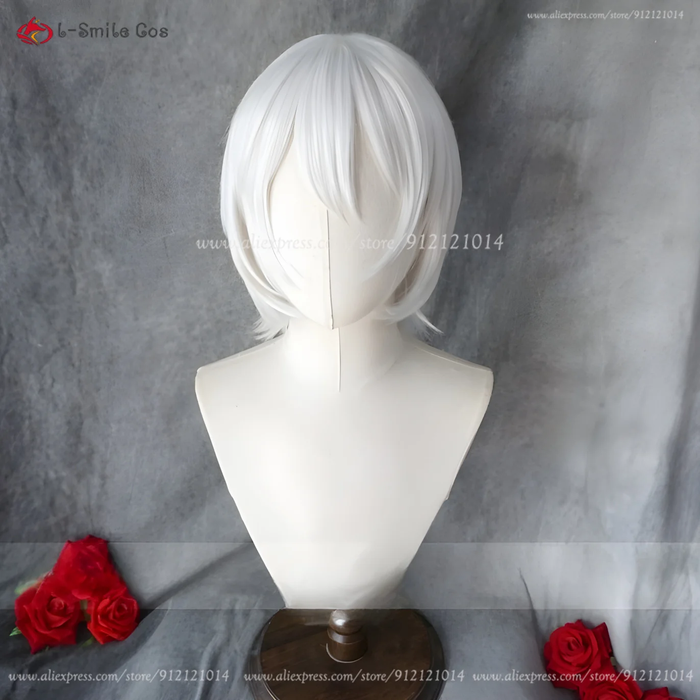 Anime Tomoe Cosplay Wig Short Silver White Unisex Wig With Fox Ears Heat Resistant Hair Halloween Wigs + Wig Cap