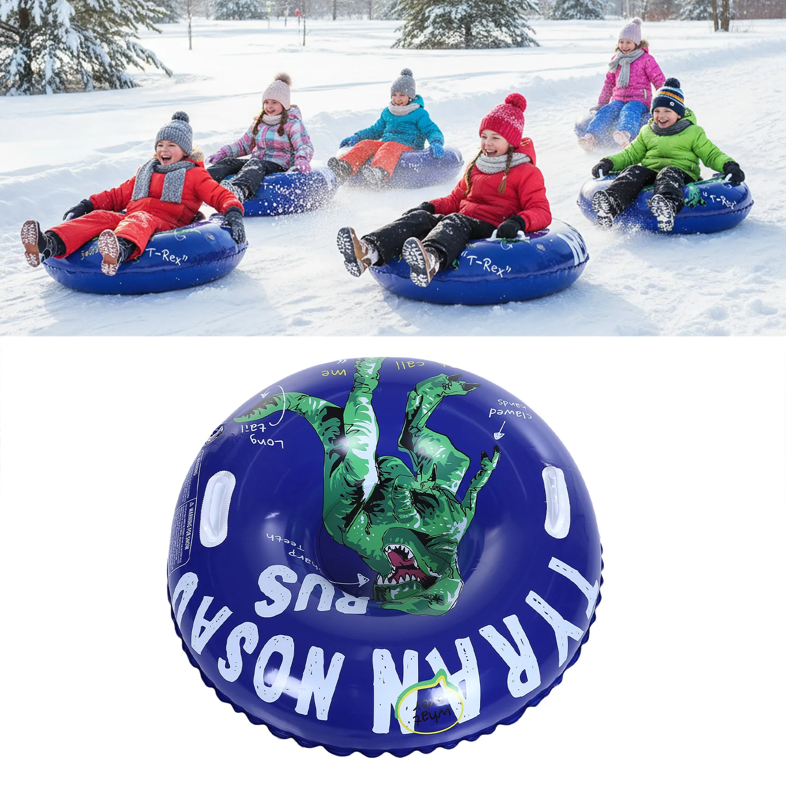 

36 Inch Snow Tubes Inflatable Snow Sled Winter Snow Toys with Sturdy Handles for Outdoor Sledding Activities