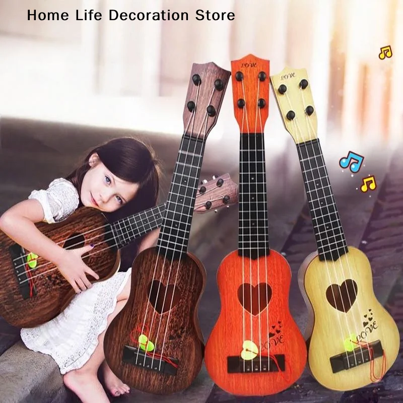 1Pcs 35cm Children Guitar Toy 4 Strings Can Be Used To Play Elementary Instruments With Paddles Simulating Yukrili Music Toys