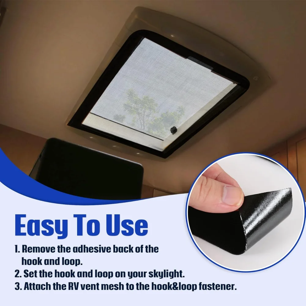

RV Roof Vent Insect Screen Mesh Skylight Window Screen Shade Mesh With Hook And Loop For Motorhome Camper Travel Trailer