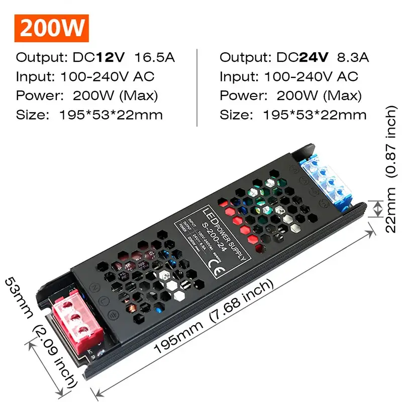 Constant Voltage Power Supply 48W 60W 100W 150W 200W 300W 400W Thin Driver For LED Strips DC 12V / 24V Lighting Transformers - Image 7