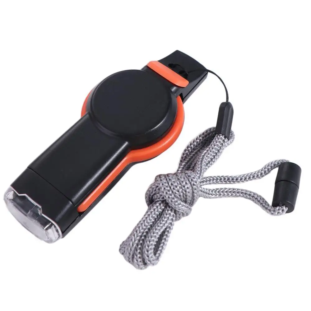 Compass Emergency Whistle Thermometer Magnifying Glass Survival Whistle Storage Container Reflector 7 in 1 Whistle