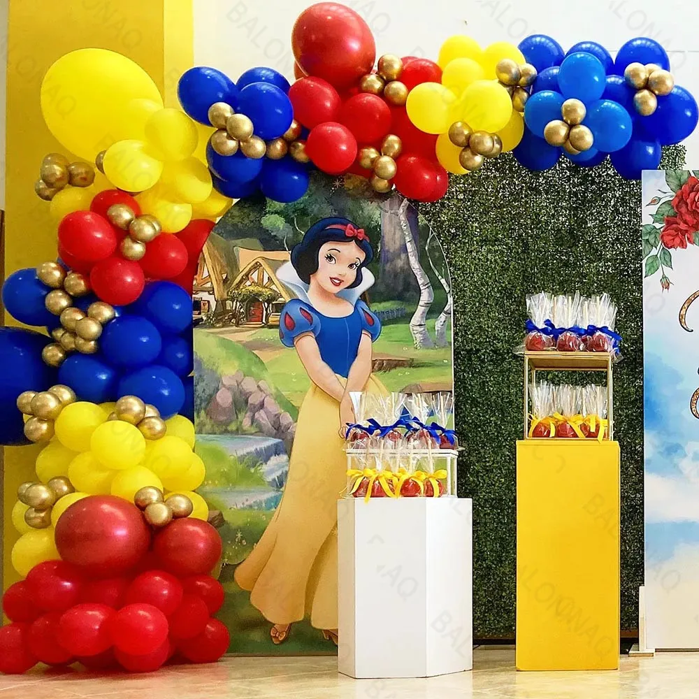 93PC Snow White Balloon Set Disney Red and Yellow Digital Wedding Children Shower Birthday Party Decoration Photography Props