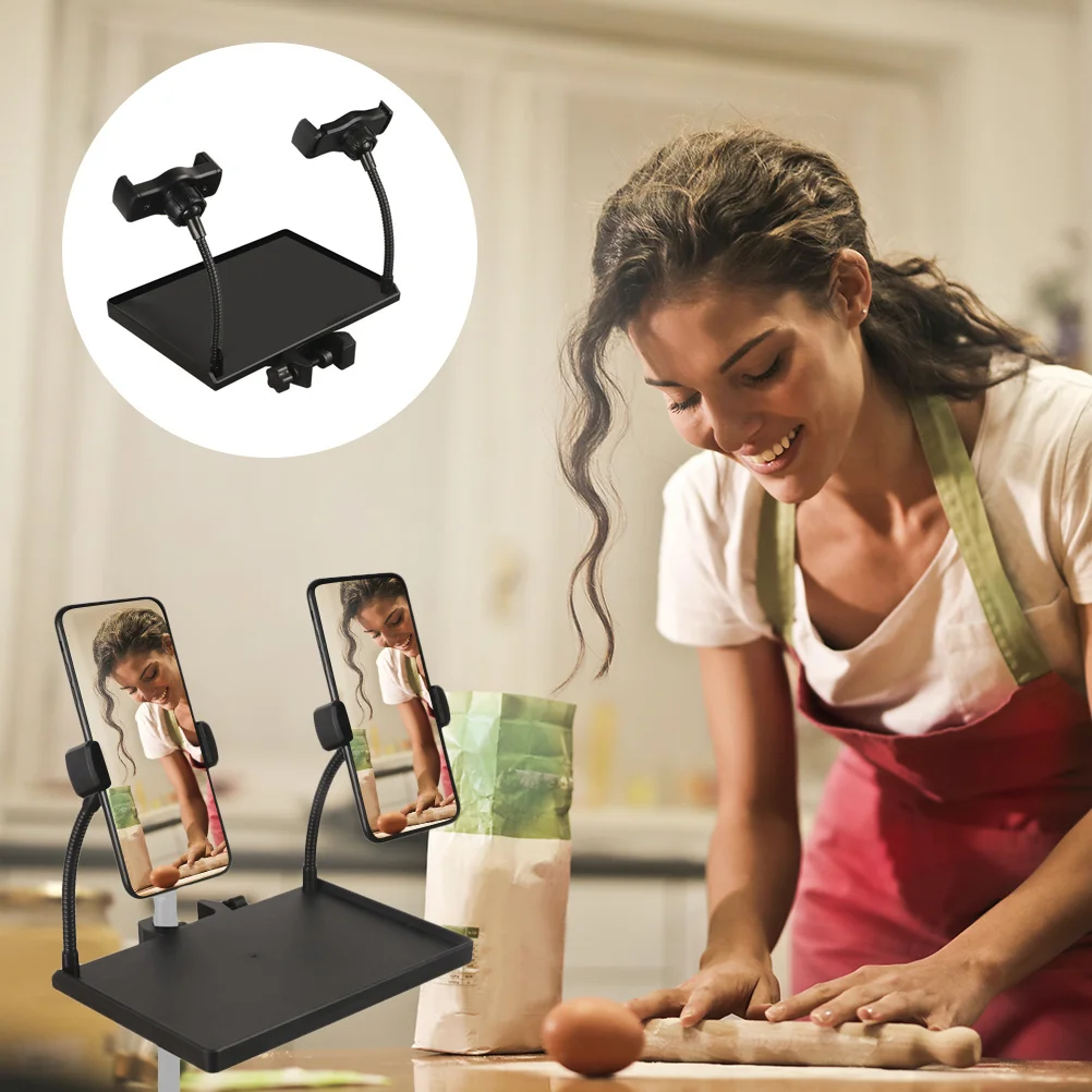 

Microphone Stand Tray Clamp-on Utility Shelf Raised Edge Durable Clamp Mic Sound Card Storage for Recording Live Broadcast
