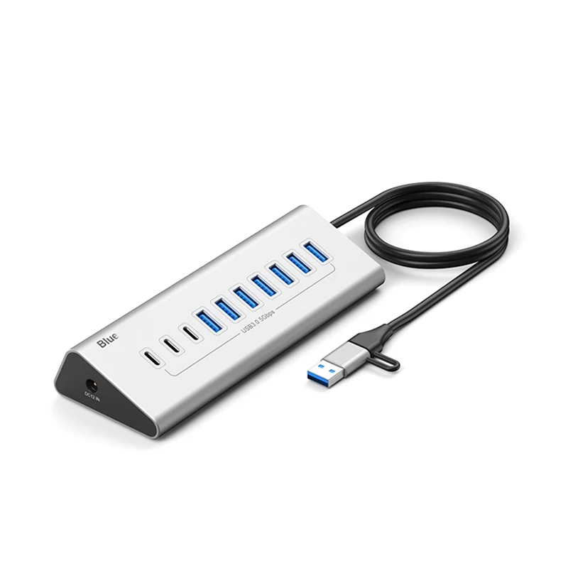 

USB-концентратор ABKI-USB 5 Гбит/с, док-станция USB 3.0, высокоскоростной многофункциональный USB-адаптер для ноутбуков и ПК, 10 портов, вилка стандарта США