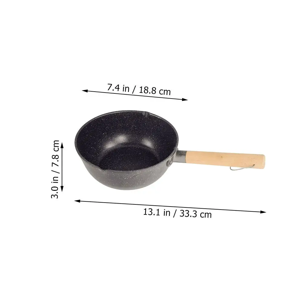 Premium Nonstick Iron Saucepan with Ergonomic Handle Heat Resistant Milk Pot for Frying Stewing Heating Milk Instant Noodles