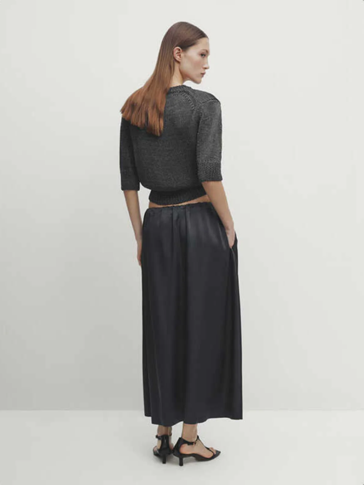 Novo verão ey cetim em linha reta midi saia meados de cintura a linha design simples comute amigável longo f corpo saia para mulher