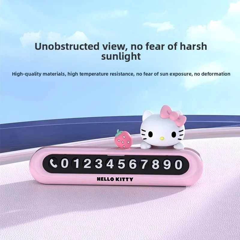 

Sanrio Cartoon Anime Character Hello Kitty Car Temporary Parking Phone Number Plate Cute Mobile Phone Number Plate New Style