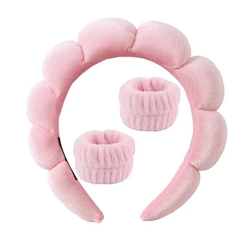 Cute Fashion Multifunctional Women\'s Face Washing Cuffs Waterproof Water Absorbent Wrist Cotton Velvet Hairband Hair Accessories