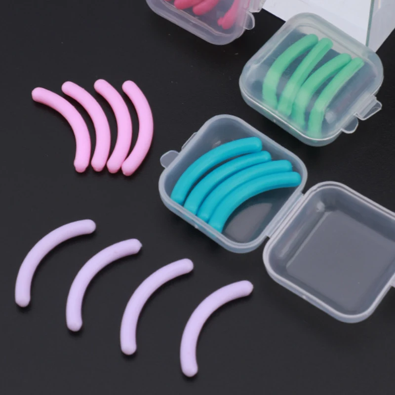 16PCS Eyelash Replacement Strip Portable Eyelash Curler Refill Pads Plastic Black White Pink Soft Elastic Lash Curler Strip Tool