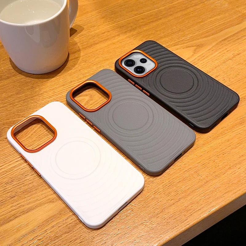 جراب هاتف OPPO Reno 15 / 15 Pro، نسيج مموج، رقعة مطلية بالكهرباء، وظيفة شفط مغناطيسية، ملمس ناعم