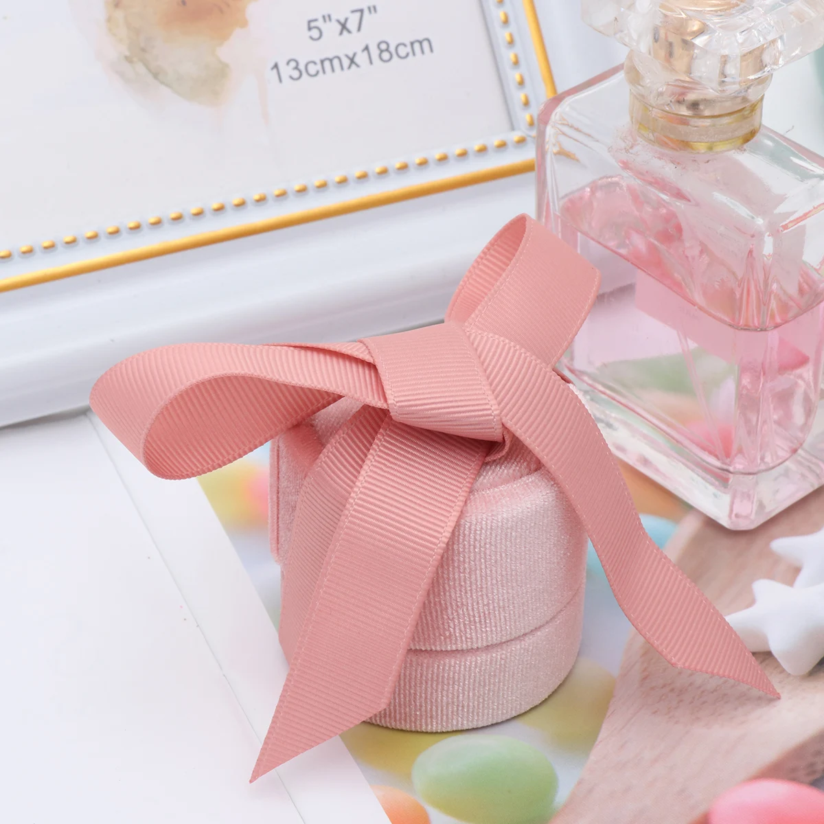 

Ring Box for Wedding Rings Jewelry Organizer Velvet Case Cylinder Round Ring Storage Holder High Quality Material Durability