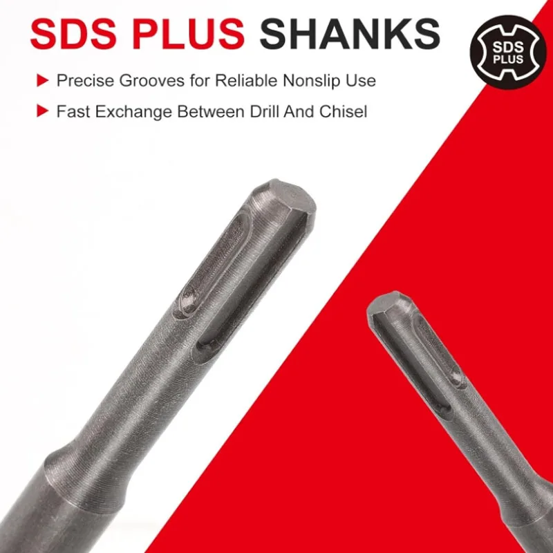 250mm Chisel Set SDS Plus Shank Electric Hammer Drill Bit Point Groove Flat Chisel Masonry Tools for Concrete Brick Wall Rock