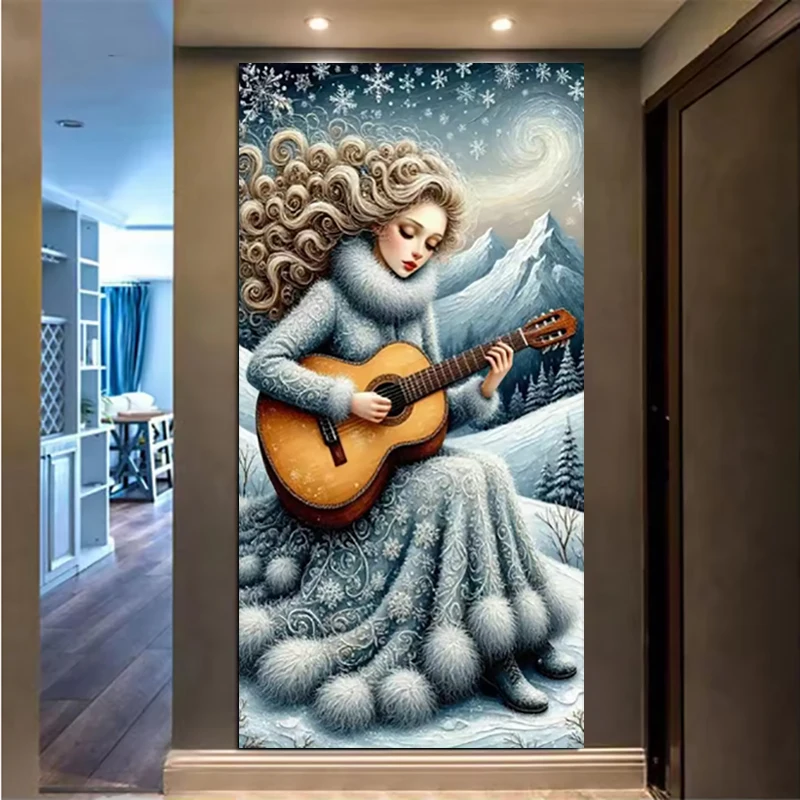 

Snow Woman Playing Musical Instrume Diamond Painting 5D DIY Mosaic Art Jewelry Cross Stitch Craft Kit Embroidery Home Decoration