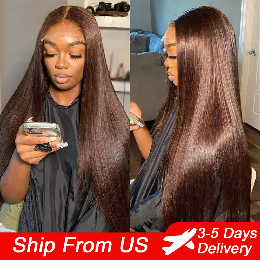 

Chocolate Brown Lace Front Human Hair Wigs Straight 13x4 Lace Frontal Wigs 13x6 Brazilian Human Hair Wigs For Women Pre Plucked
