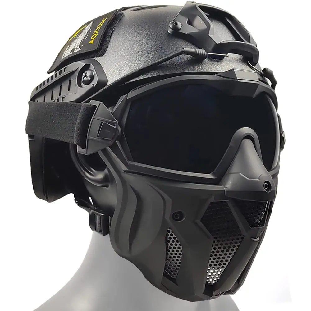 Airsoft Helmet Combo, with Anti-Fog Goggles And Paintball Mask, for CQB Shooting, Hunting, Tactical Drills, BBS