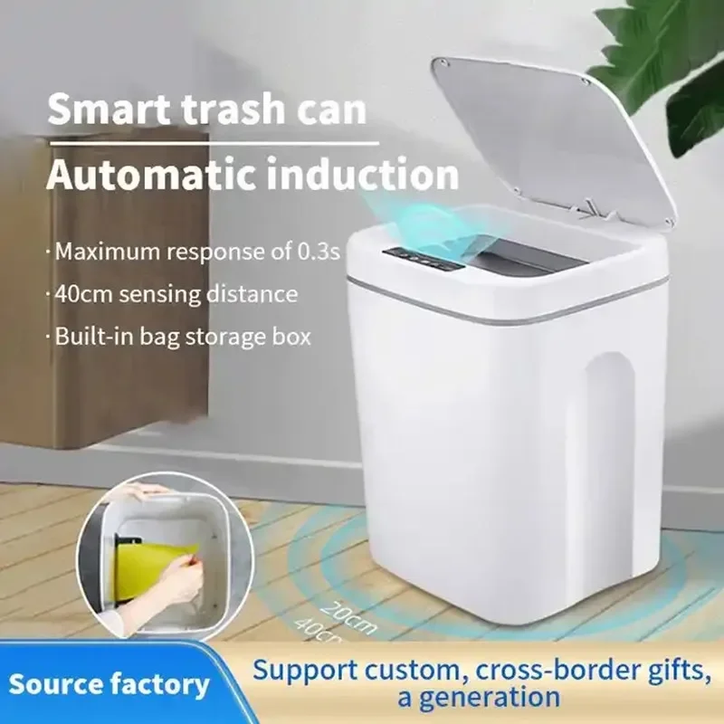 Automatic Sensor Trash Can Electric Touchless Smart Bin Kitchen Bathroom Waterproof Bucket Garbage With Lid Home Wastebasket 16L