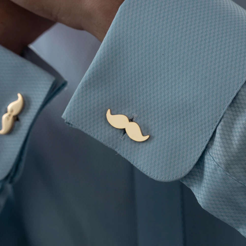 Personalized Stainless Steel Handsome Mustache Cufflinks, Leading Men's Trend, Suitable For Men's Shirts And Suits With Buttons.