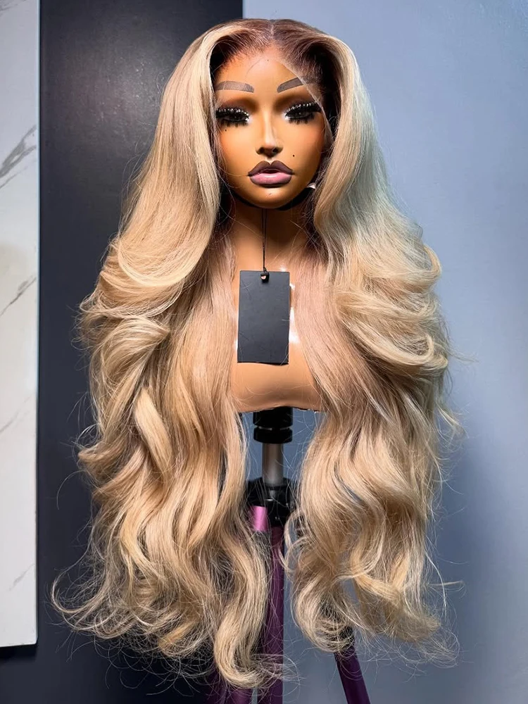 Donkere Wortel Blonde 13x6 13x4 Hd Kant Frontale Pruik Menselijk Haar Ombre Gekleurde Ombre Blonde Menselijk Haar Pruiken Body Wave Voor Vrouwen 5x5 - afbeelding 2