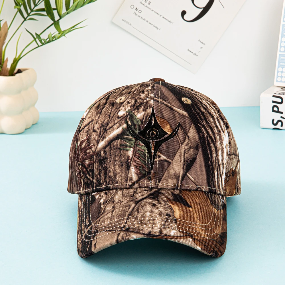 European and American Summer Outdoor Baseball Caps, Leaf-Printed Jungle Camouflage Caps, Men's and Women's Camouflage Baseball C