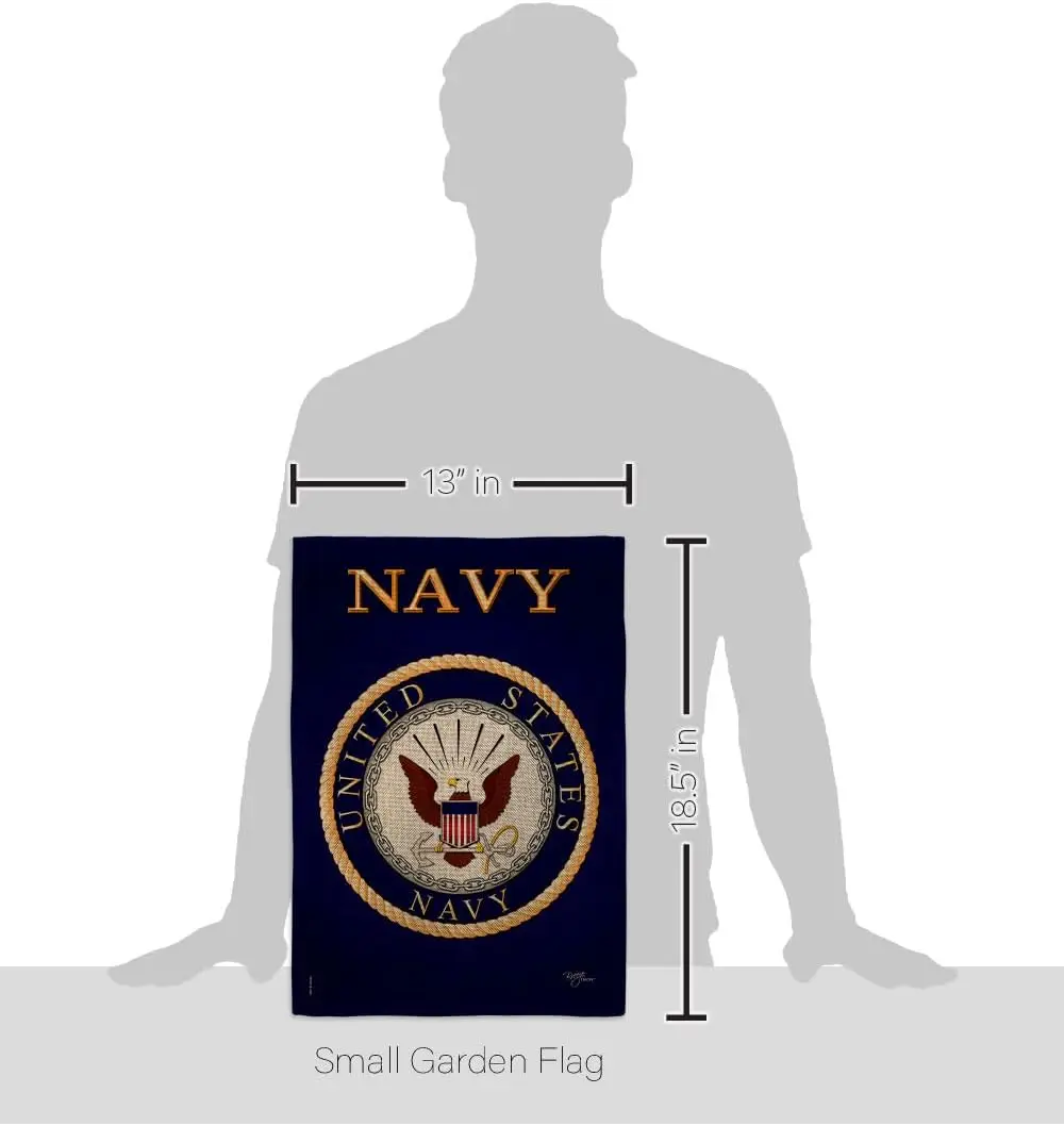 Navy Burlap Garden Flag - Armed Forces USN Seabee United State American Military Veteran Retire Official - House Decoration Bann