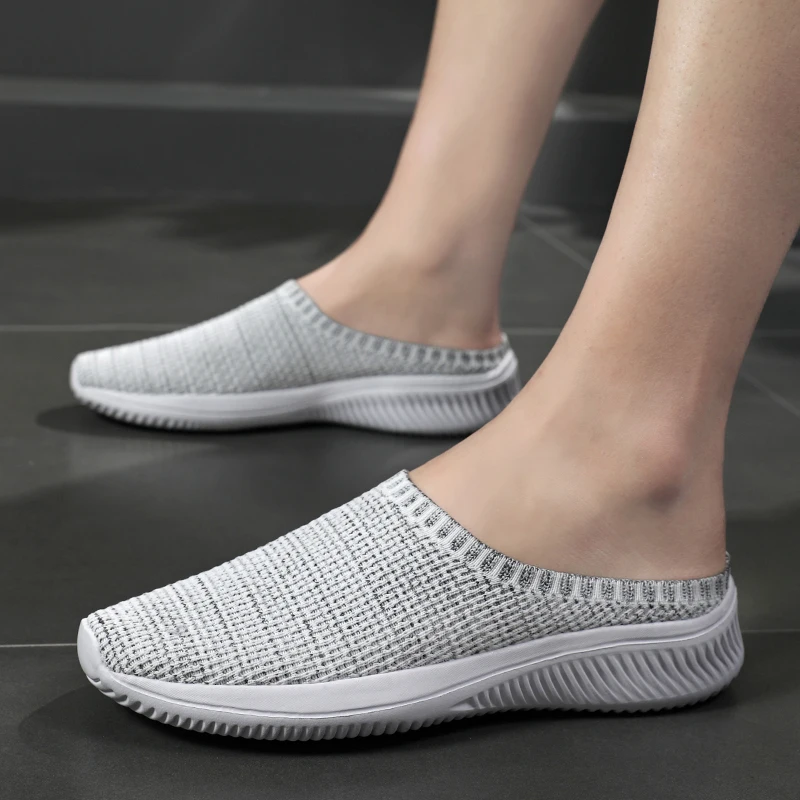 Summer Mesh Men Casual Shoes Breathable Half Loafers Fashion Outdoor Indoor Slippers Women Flats Comfortable Couple Sneakers