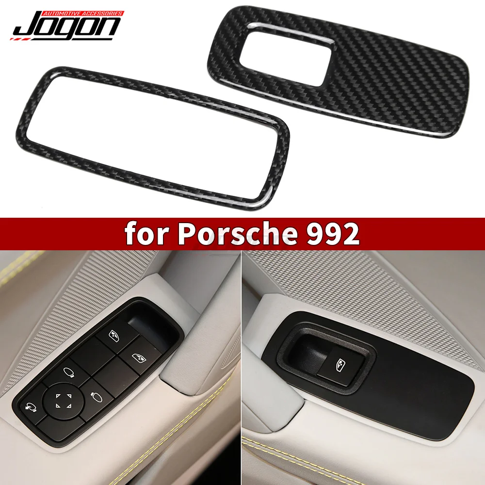 Real Carbon Fiber Door Window Lift Button Covers For Porsche 911 992 Targa Carrera Turbo 2020-24  Interior Trim Accessories