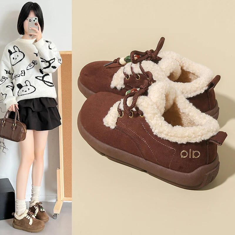 

Обувь на флисовой подкладке, теплая и универсальная, в богемном стиле, обувь с мехом, хлопковая обувь, 3309