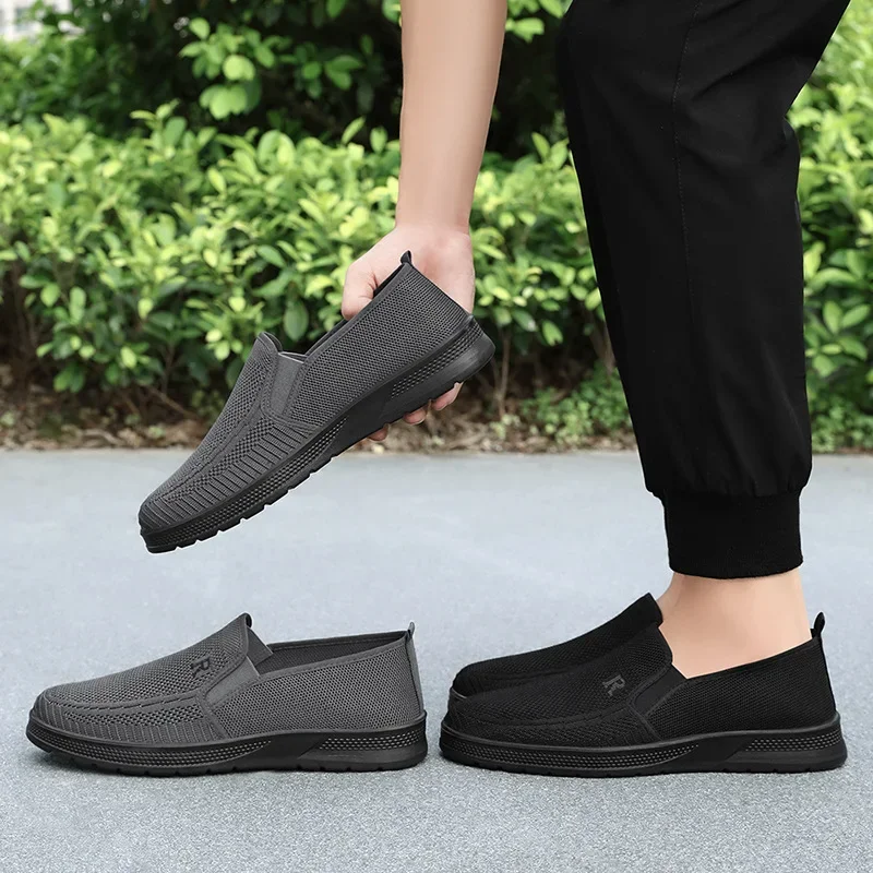 Summer 2024 New Lightweight and Comfortable Men's Shoes One Step Shoes Old Beijing Resting Cloth Shoes Men's Style