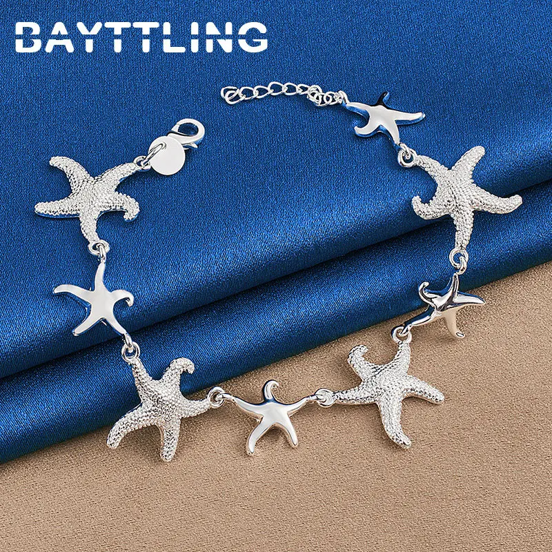 

8 Inches 925 Sterling Silver Bracelet Exquisite Starfish Bracelet For Women Fashion Charm Wedding Gift Jewelry Accessories