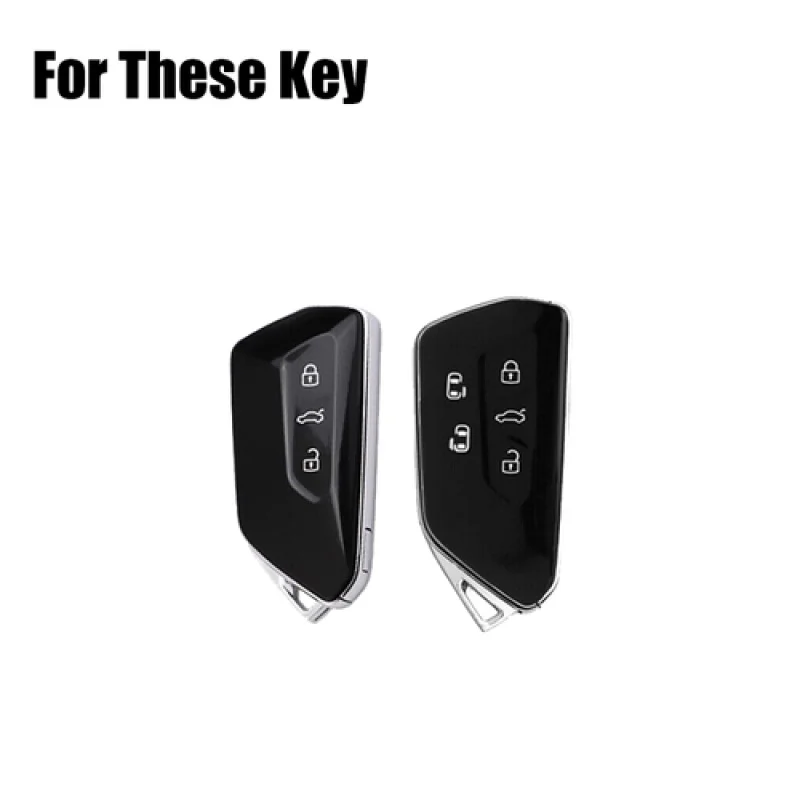 A + سبائك الزنك بولي TPU الجلود مفتاح السيارة فوب غطاء لشركة فولكس فاجن سكودا MK 8 ID.3 جولف 8 ID.4 #2